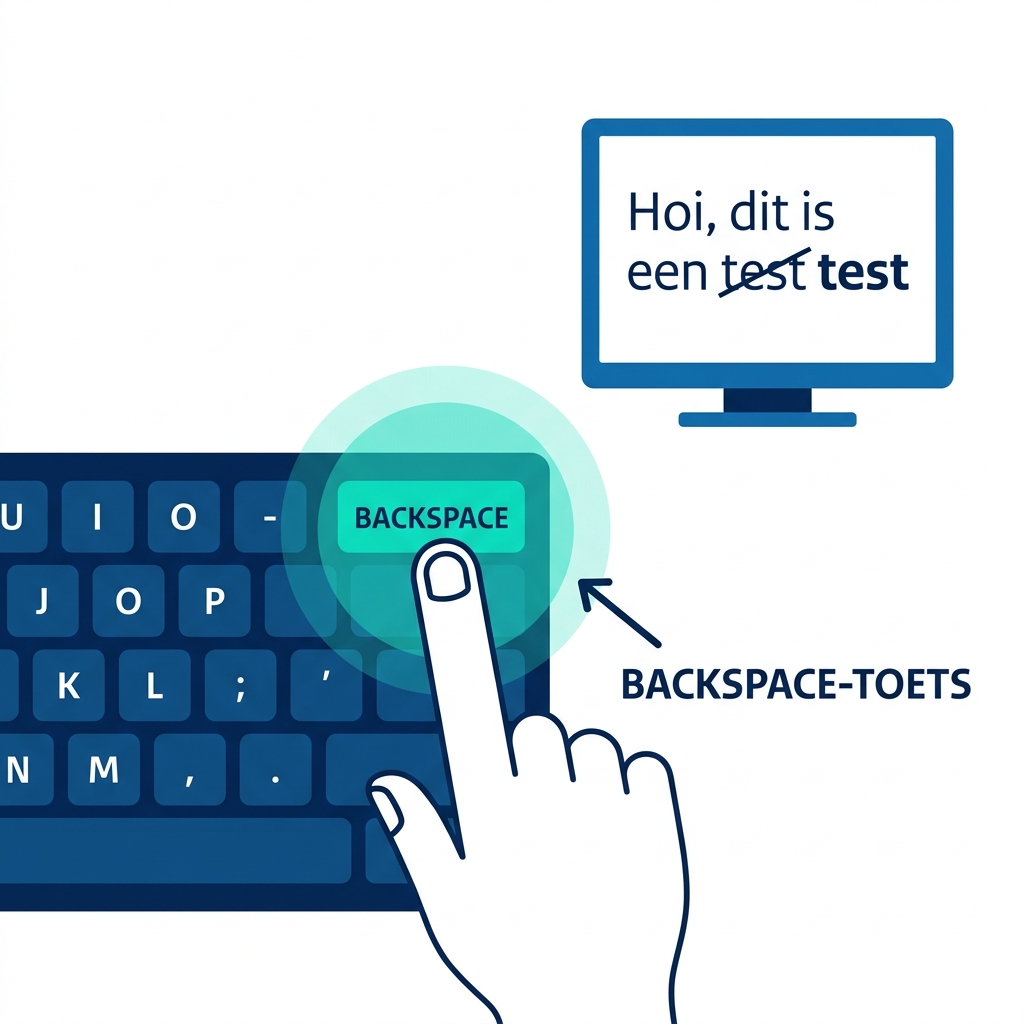 Schermafbeelding bij stap 3 van Toetsenbord gebruiken: Gebruik de Backspace-toets om een typefout te verbeteren.
